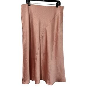 Lauren Ralph Lauren Satin Midi Skirt Size 16 Rose Pink Soft Girl Feminine Demure